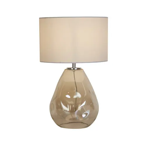 Jen Po Omezenou Doba Stolní lampa Devon, bílá/krémová, výška 44,5 cm, textil/sklo