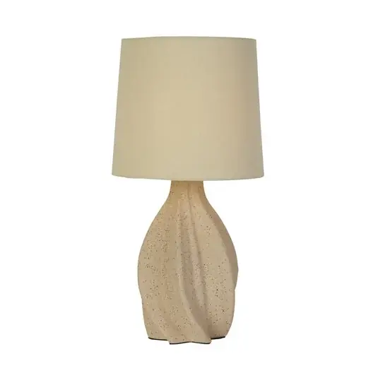 Sezónní Sleva Stolní lampa Twist, béžová, výška 46 cm, textil/keramika