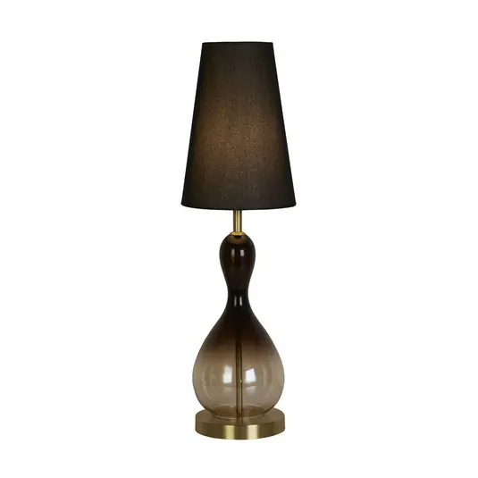 Autentický Stolní lampa Marakesh černá/kouřově šedá výška 67 cm textil/sklo