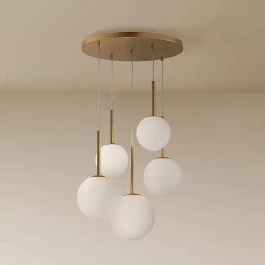 Závěsná lampa Maytoni Basic form, zlatá, Ø 58 cm 5 světel, sklo Akční Cena