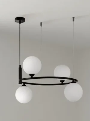 Nová Kolekce Závěsné svítidlo Maytoni Ring, černá/bílá, 4 světla, sklo 44 x 39 cm
