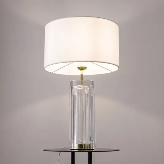 Aktuální Stolní lampa Maytoni Muse, bílá, výška 53 cm, textil/sklo