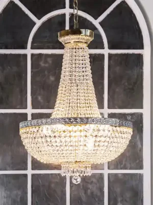 Lustr Maytoni Bella, zlatá barva, křišťál, Ø 50 cm Levný