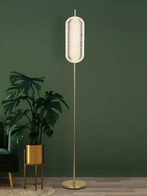 Stojací lampa Capsule LED, mosazná barva, železo, akryl Expresní Doručení