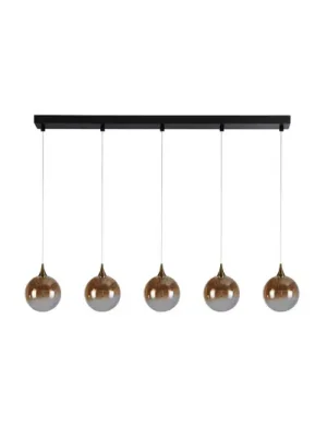 Kup Teď Závěsné svítidlo LED Alchemy, 5 světel, černá, jantarová, sklo