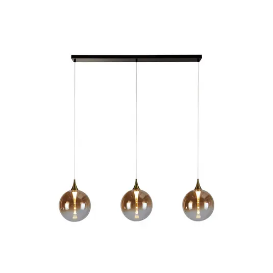LED závěsné svítidlo Alchemy, 3 světla, černá, jantarová, sklo Nízká Cena