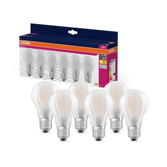 OSRAM LED žárovka matná E27 6,5W 827 6ks Super Cena