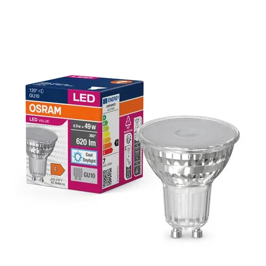 Ihned K Objednání OSRAM LED žárovka Reflektor GU10 6,9W 120° 865 čirá