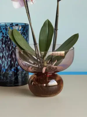Oblíbený HÜBSCH Váza Show, růžová/jantarová barva, sklo, Ø 25 cm