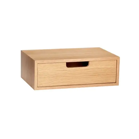 HÜBSCH Úložný box z kůže, dubová dýha, 30 x 20 x 10 cm Poslední Šance
