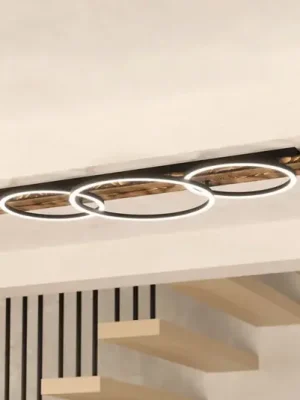 Oblíbený LED stropní svítidlo Boyal, černé, délka 101 cm, dřevo, 3 světla.
