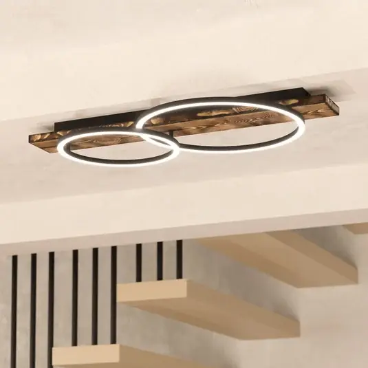 Hit Sezóny LED stropní svítidlo Boyal, hnědé, délka 78 cm, dřevo, 2 světla.