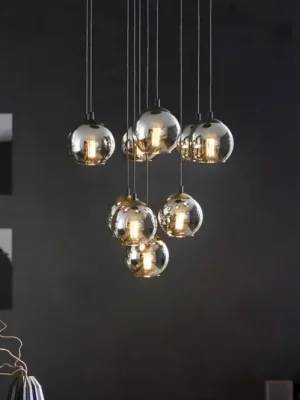 Závěsná lampa Ariscani, černá, Ø 65 cm, ocel/sklo, 10 světel. Levný