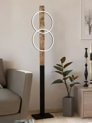 LED stojací lampa Boyal, hnědá, výška 150 cm, dřevo, 2 světla. Originální