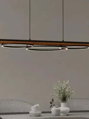Závěsné svítidlo Boyal LED, hnědá barva, délka 101 cm, dřevo, 3 světla. Nová Kolekce