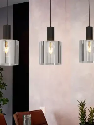 Hit Sezóny Závěsná lampa Gorosiba, černá, délka 85 cm, ocel/sklo, 3 světla