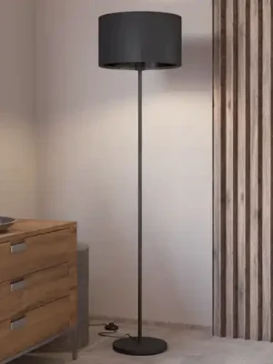 Sleva Stojací lampa Maserlo, černá, výška 151 cm, látka/ocel