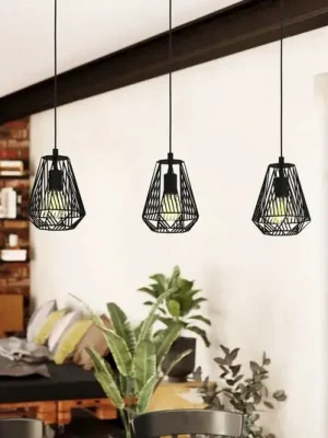 Vrácení Zdarma Závěsná lampa Stype, černá, délka 96 cm, ocel, 3 světla.