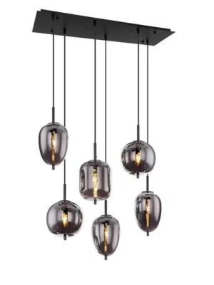 Must-Have Závěsná lampa Blacky, černá/kouřově šedá, délka 80 cm, 6 světel.