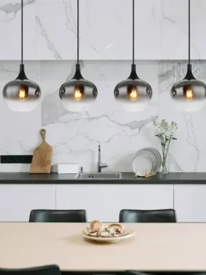 Závěsná lampa Maxy, délka 100 cm, kouřově šedá, sklo, 4 světla. Omezená Nabídka