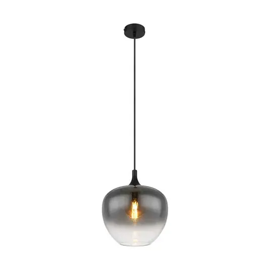Bezpečná Platba Závěsná lampa Maxy, Ø 29 cm, kouřově šedá, sklo