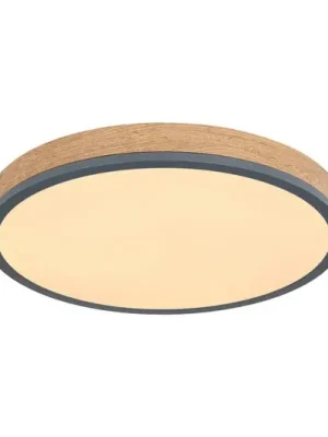 Novinka LED stropní svítidlo Doro, Ø 45 cm, tmavý grafit/dřevo, dřevo, CCT