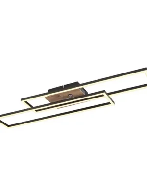 Stropní svítidlo Dakari LED, délka 80 cm, černá/tmavé dřevo Zlevněný