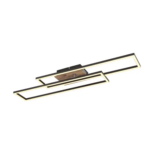 Stropní svítidlo Dakari LED, délka 80 cm, černá/tmavé dřevo Zlevněný