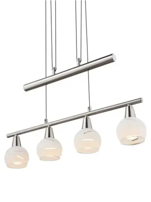 Víkendová Akce Závěsná lampa Elliott, délka 60 cm, matný nikl, kov/sklo