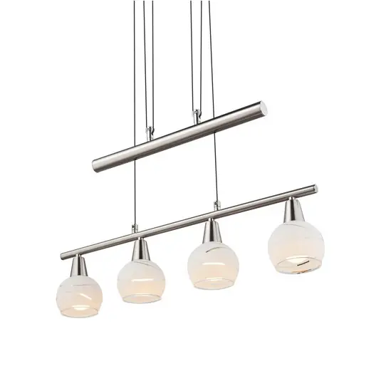 Víkendová Akce Závěsná lampa Elliott, délka 60 cm, matný nikl, kov/sklo