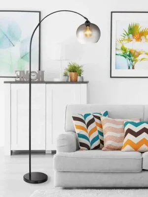 Stojací lampa Newcastle, výška 196 cm, černá matná/kouřově šedá Kup Teď