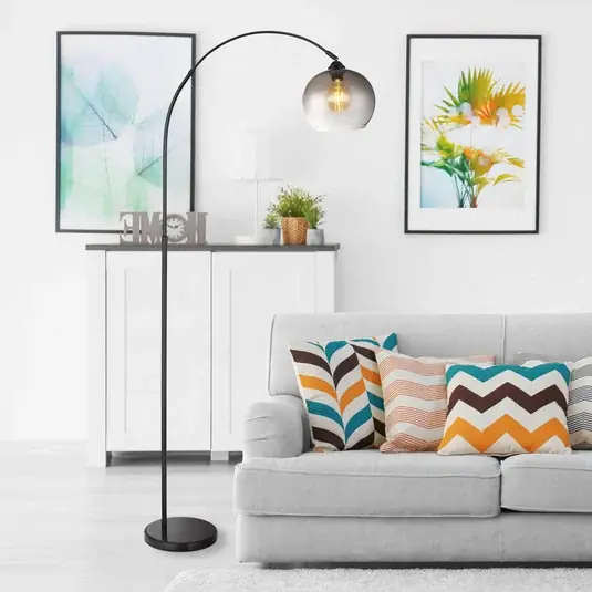 Stojací lampa Newcastle, výška 196 cm, černá matná/kouřově šedá Kup Teď