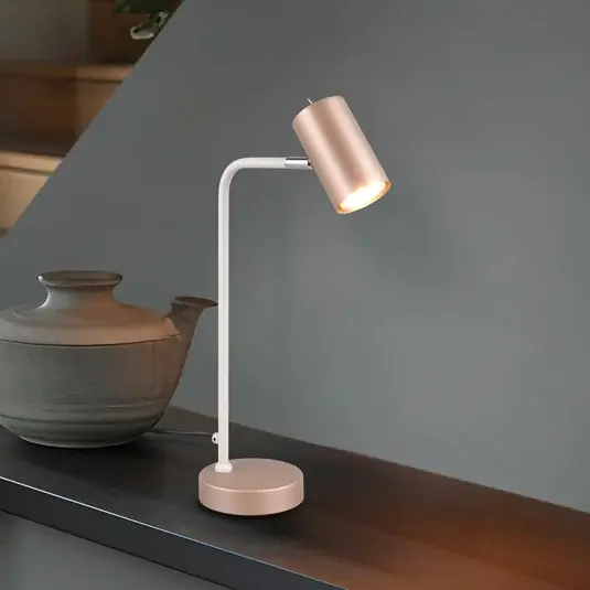 Autentický Stolní lampa Marley, hnědá/světle šedá, výška 45 cm, kov