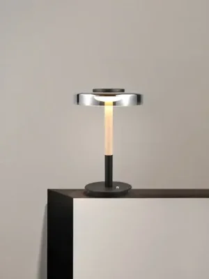 LED stolní lampa Celeste chrom/dřevo 35 cm sklo/kov Touchdim Vrácení Zdarma