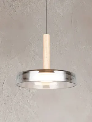 Závěsné svítidlo LED Celeste, chrom/dřevo, Ø 22 cm, sklo, stmívatelné Bezpečná Platba