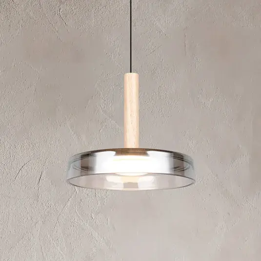 Závěsné svítidlo LED Celeste, chrom/dřevo, Ø 22 cm, sklo, stmívatelné Bezpečná Platba