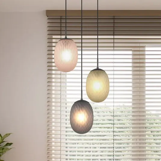 Levný Závěsné svítidlo Facette, vícebarevné, Ø 43 cm, 3 světla, sklo