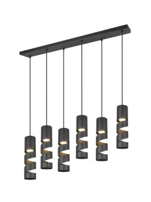 Závěsné svítidlo Stream, černé Délka 100 cm 6 světelných zdrojů GU10 z kovu Expresní Doručení
