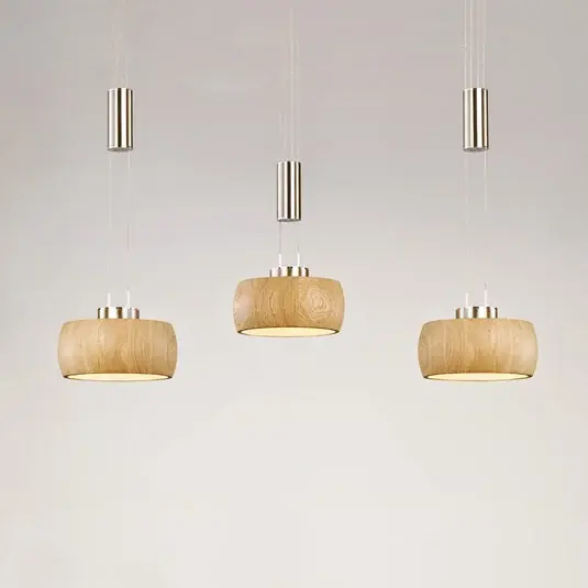 Závěsné svítidlo LED Shine-Wood, dub/nikl, délka 100 cm 3 světla. Sezónní Sleva