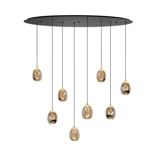 Závěsná lampa Golden Egg, jantarová/zlatá, délka 100 cm, 8 světelných zdrojů, Expresní Doručení