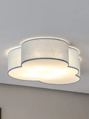 Aktuální Stropní světlo Cloud, modré, délka 63 cm, textil, mrak, E27