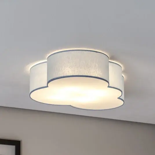 Aktuální Stropní světlo Cloud, modré, délka 63 cm, textil, mrak, E27