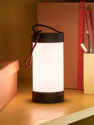 Víkendová Akce HÜBSCH LED dobíjecí stolní lampa Camp černá, sklo, železo, IP44