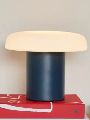 Časově Omezené Stolní lampa HÜBSCH Ateliers, tmavě modrá, bílá, sklo, železo