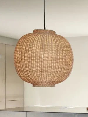 Přímo Od Výrobce HÜBSCH závěsné světlo Chand, kulaté, ratan, přírodní barva