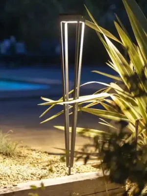 Les Jardins LED solární svítilna Tinka, šedá, 90 cm, zemní hrot Horká Nabídka