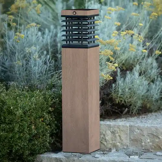 Akce Les Jardins LED solární světlo na cestu Tekura, šedá, dřevo, 75 cm