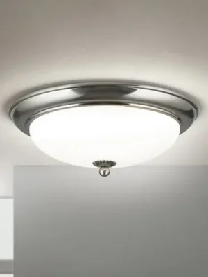 Must-Have Stropní svítidlo Empire, Ø 35,5 cm, matný nikl, matné opálové sklo