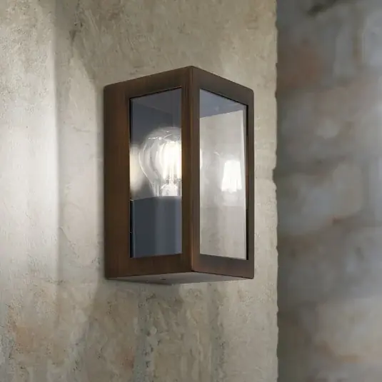 Venkovní nástěnné svítidlo Lumina, rezavá černá, nerezová ocel, sklo, IP44 Zlevněný