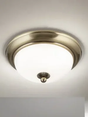 Nejprodávanější Stropní svítidlo Empire, Ø 26,5 cm, starožitná mosaz, matné opálové sklo